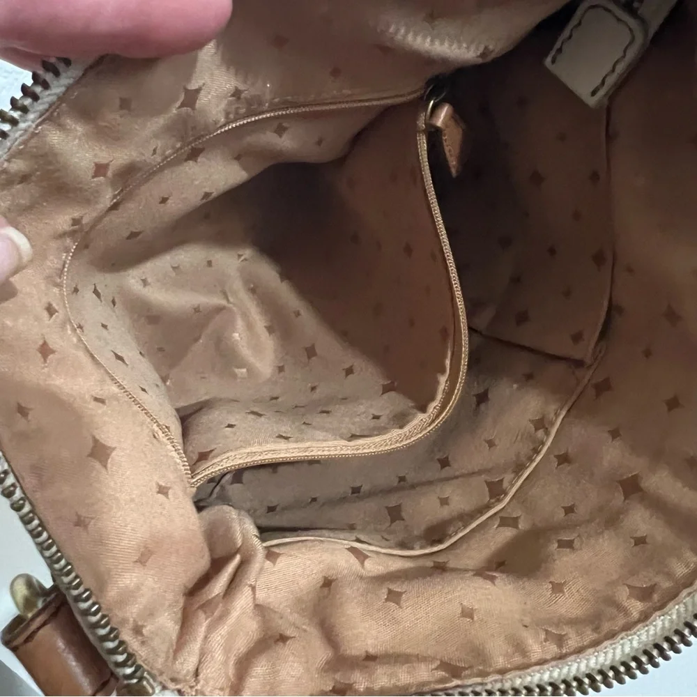 Vintage Fossil Beige Cream Pebbled Leather Crossbody Messenger Bag Unisex